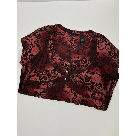 Axcess Liz Claiborne Crinkle Japanese Red Tunic M - Picture 4 of 5